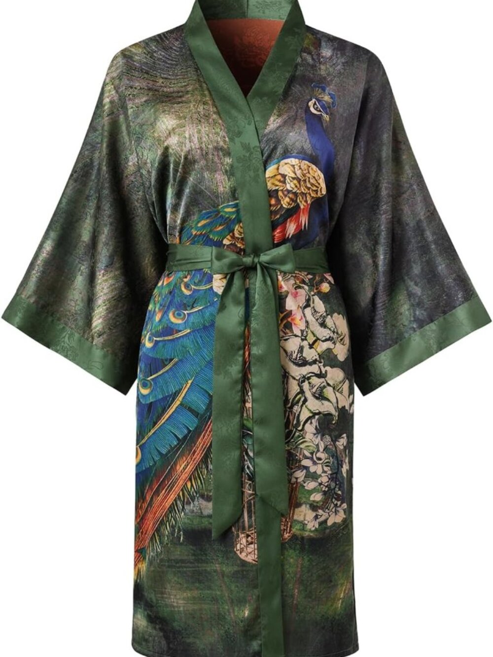 Floral Print Women's Kimono Robe - Short Bathrobe Nightgown for Relaxation